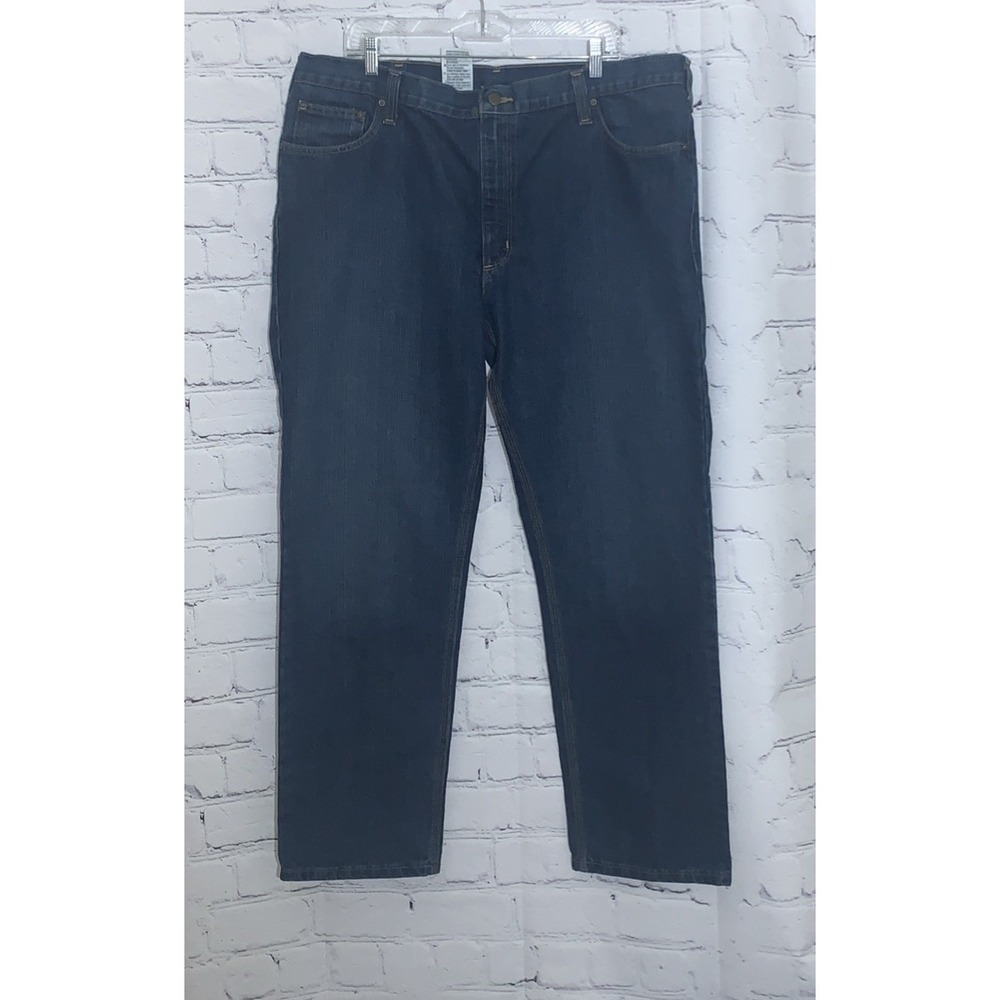 Carhartt Mens 42x30 Jeans Traditional Fit Straight Workwear Blue Denim
